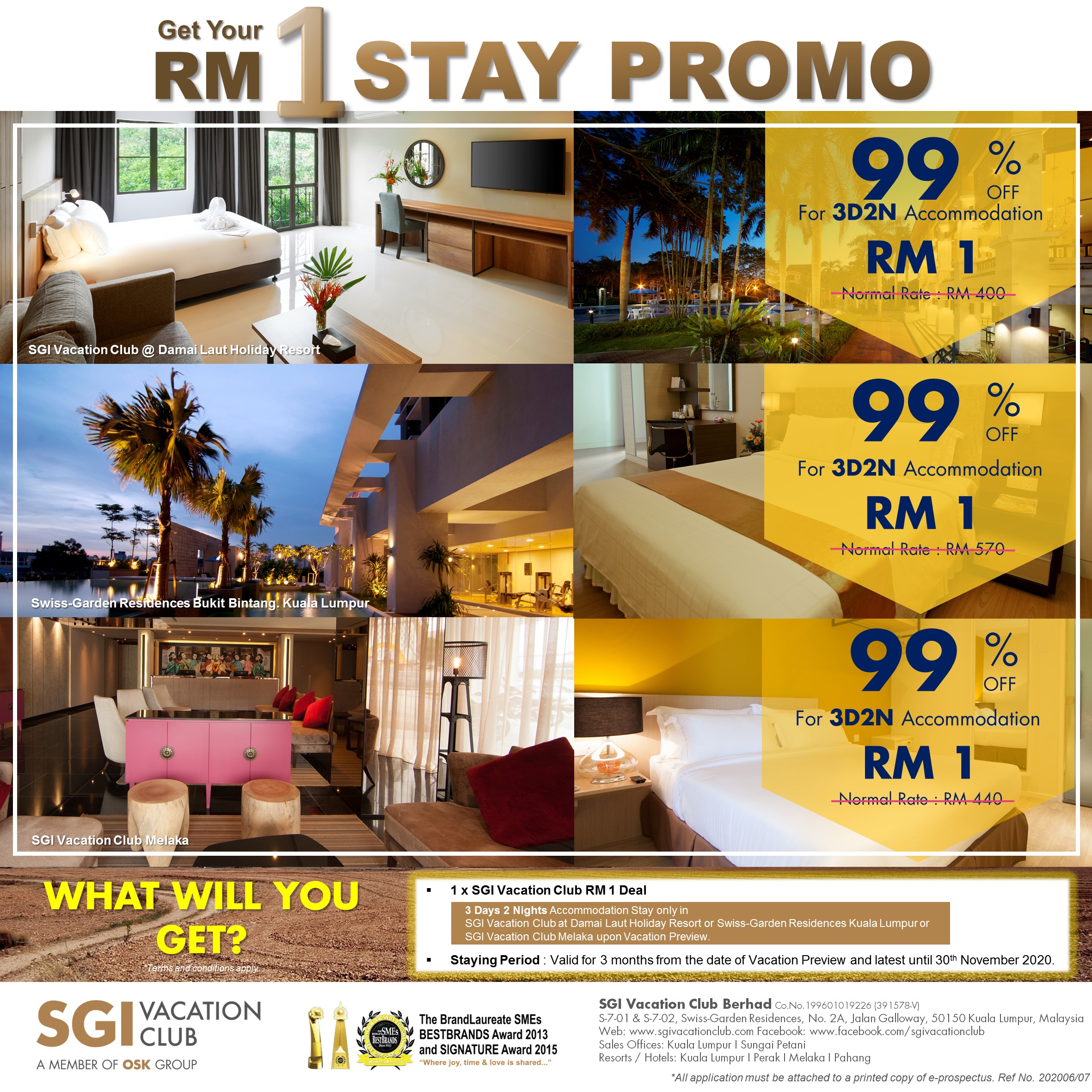 SGI Vacation Club RM 1 Deal : Selection of 3D2N Stay in Damai Laut, Kuala  Lumpur or Melaka | Tourplus | Tickets & Attractions